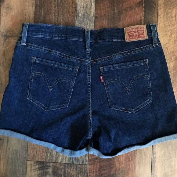 Levi’s denim walking shorts SZ 31 rolled cuffed jean high rise mid length - Picture 2 of 5